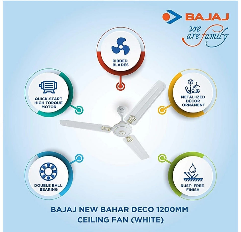 Bajaj Ceiling Fan New Bahar Deco 1200mm